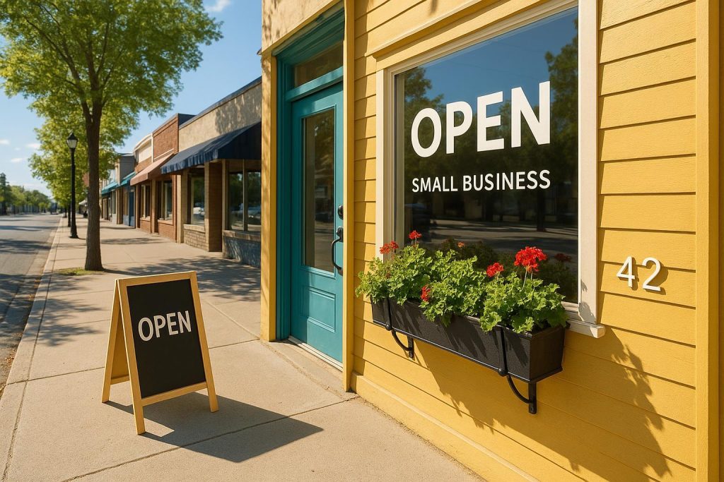 Alberta storefront showcasing local electricity options for businesses.