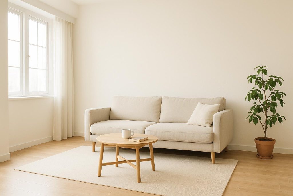 Sunny living room with natural light, illustrating utilities plan choices: fixed vs. variable rates.