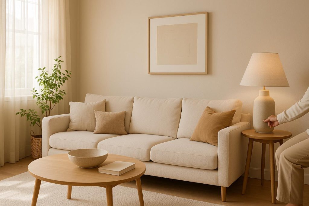 Person flipping a switch in a bright room, illustrating quick utilities setup.