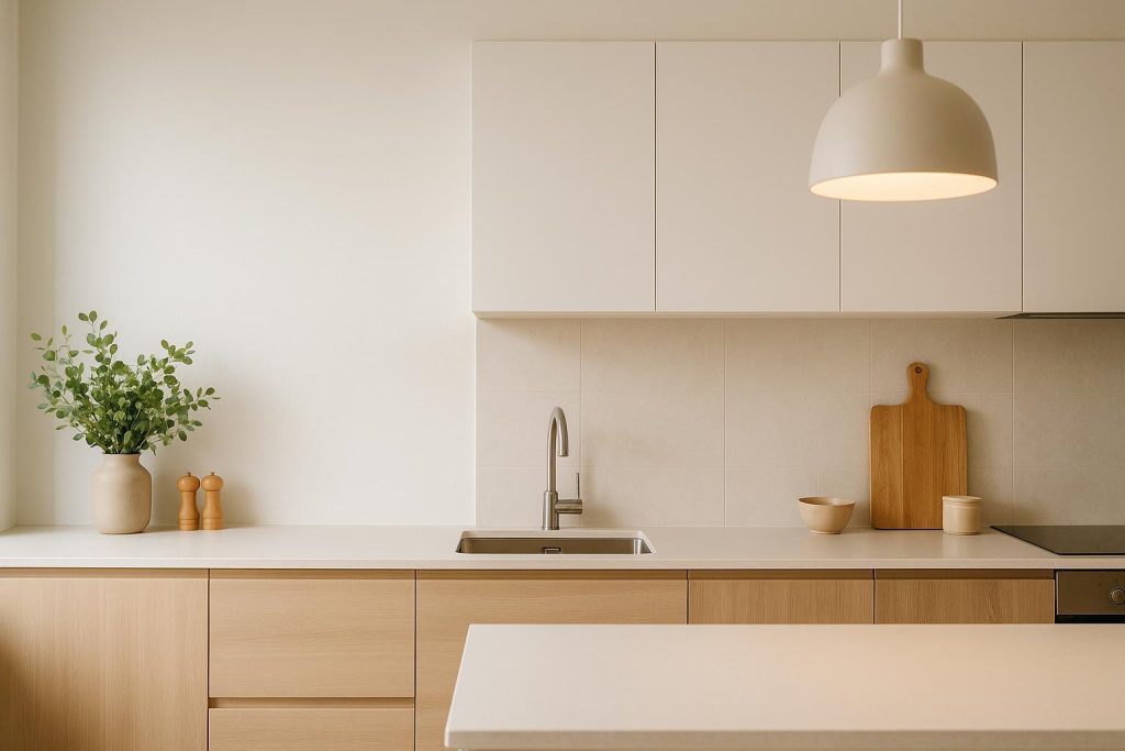 Modern kitchen highlighting ways to set up utilities effectively.