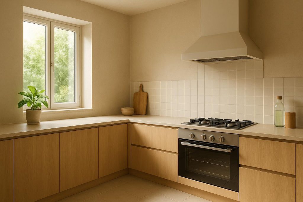 Modern kitchen showcasing a gas stove, illustrating how natural gas can reduce power costs.