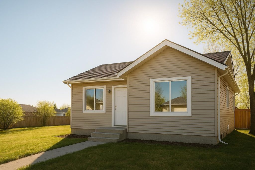 Alberta home with upgraded insulation showcasing energy-efficient utilities.