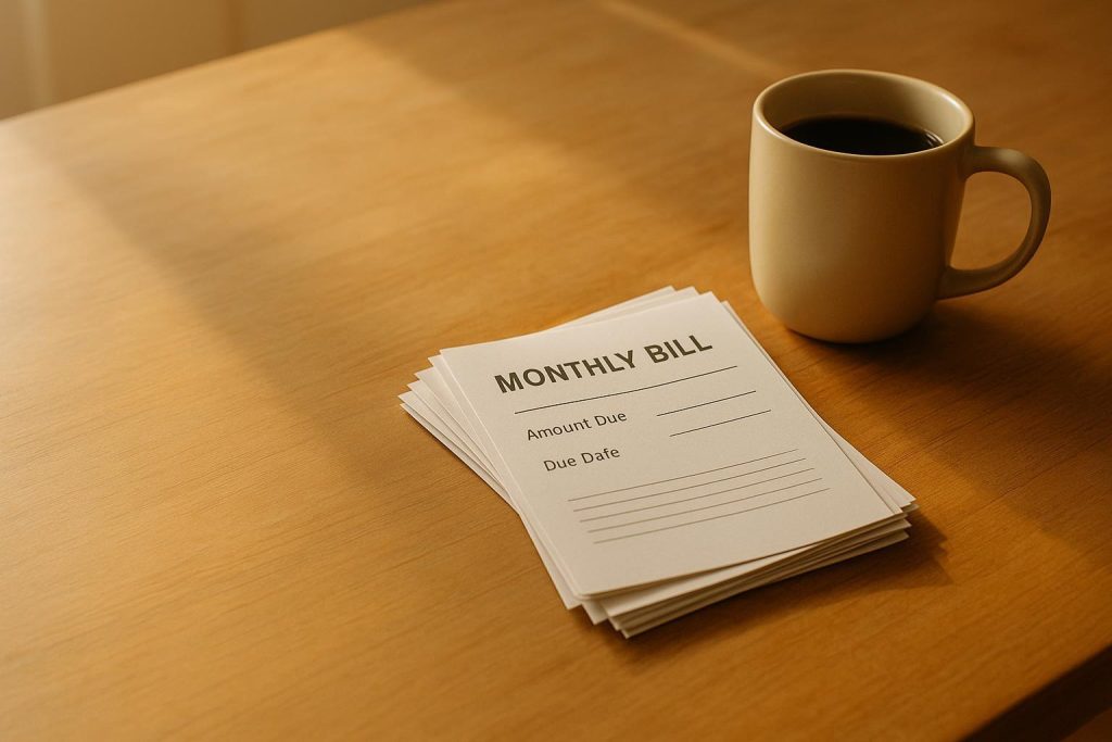 Cozy table scene showing monthly utilities in Canada.